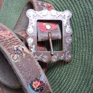 Cowboy Decor Brand Brown Western Whimsy Cowgirl Pin-up  Distressed Belt Size 40